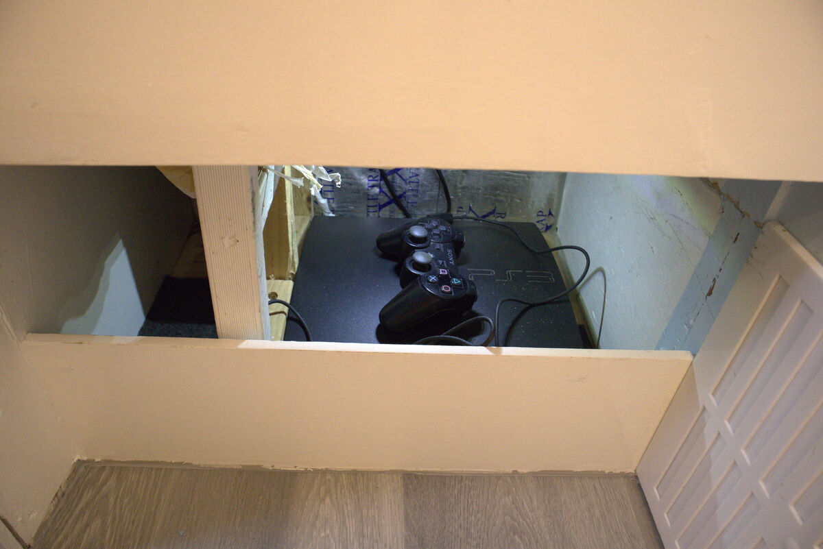 PS3 gaming setup in the van